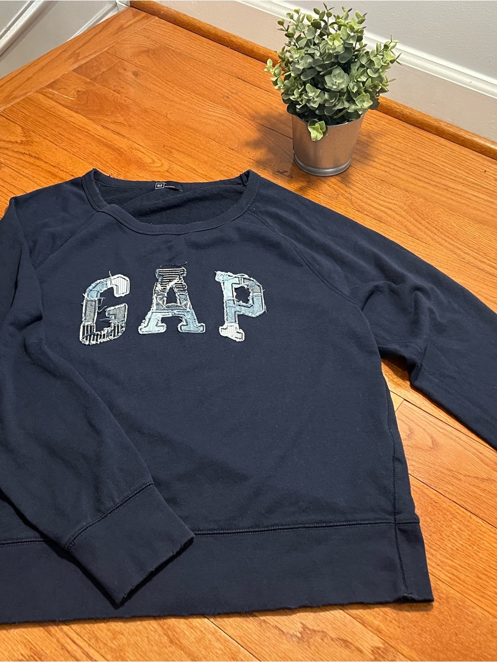 GAP Navy Sweatshirt with Light Blue Patch Letters